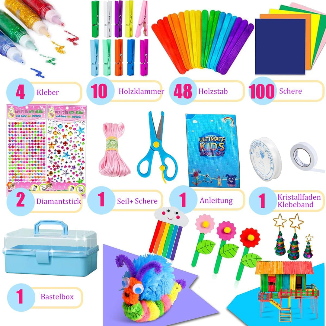 Gutenguy Bastelset Kinder, 3000+Pcs Bastelkoffer Bastelbedarf Material Set, Grosse Bastelbox Geschen