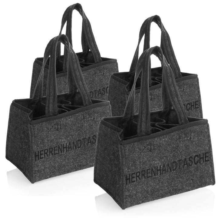 com-four® 4X Flaschentasche, Filztasche mit Henkeln für Getränke | Getränkehalter aus Filz für 6 Fla