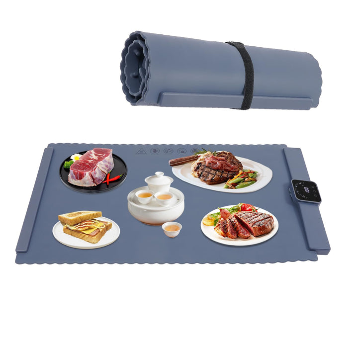Warmhalteplatte für Speisen, Tragbare und Klappbare Heizplatte Wärmeplatte Mit Timer, Einstellbare T
