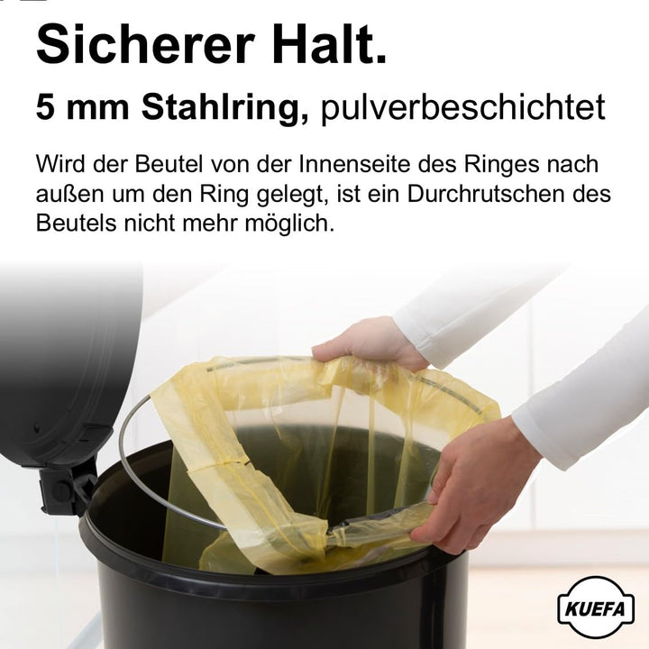 KUEFA VL 60l Müllsackständer, Mülleimer, Sammelbehälter mit Scharnierdeckel für den Gelben Sack, Pfa