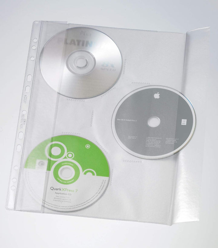 VELOFLEX 4359000 - CD-Hülle DBGM, 10er Packung DIN A4 für 3 CDs, mit Verschlussklappe glasklar 5er P