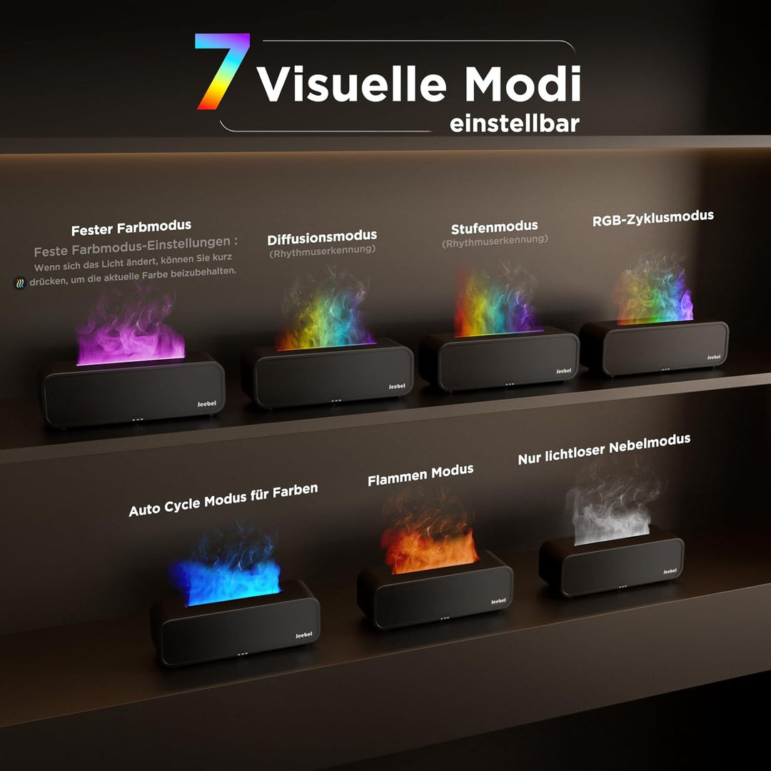 Aroma Diffuser für Ätherische Öle - Rhythmus Erkennung Aromatherapie Diffusor mit RGB Flamme Variati