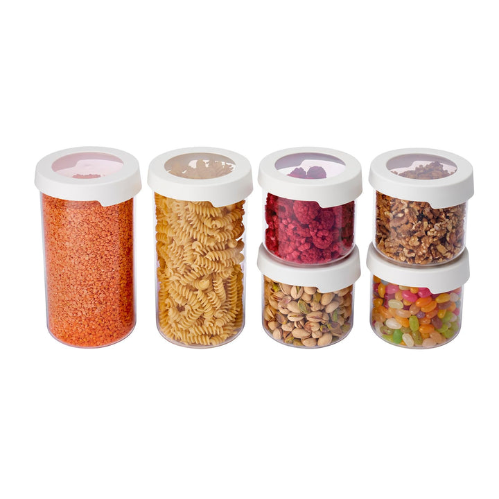 SmartStore Runde Vorratsdosen mit Deckel 0.75L und 1.45L – 6er Set – Kunststoff-Lagerung Box mit Dec