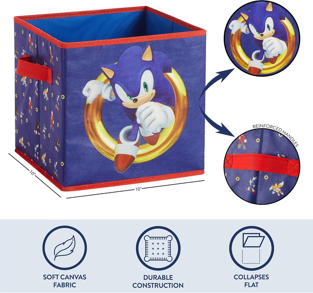 Idea Nuova Sonic the Hedgehog Aufbewahrungswürfel mit Griffen, 25,4 x 25,4 x 25,4 cm, 2 Stück, Sonic