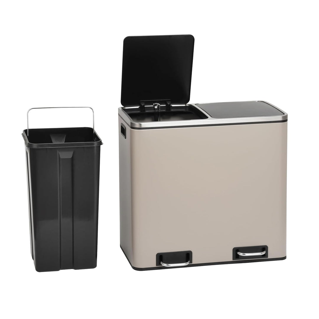 SVITA TM2X24 Treteimer 48 Liter Abfalleimer 2 x 24 Liter Mülleimer Küche Design Mülltrennung Papierk