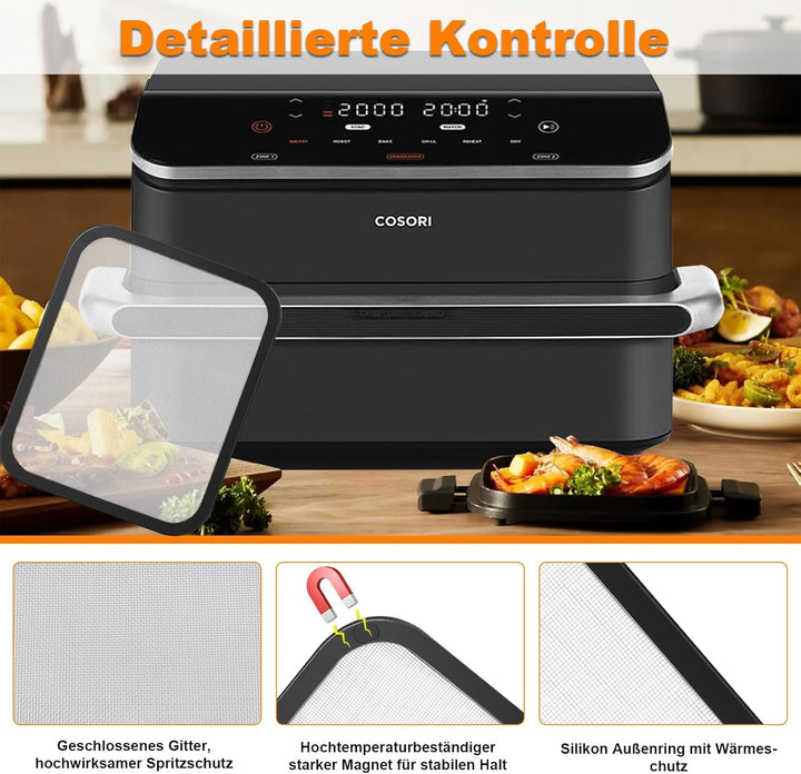 Edelstahl Spritzschutz Heissluftfritteuse Zubehör Kompatibel mit Cosori Airfryer 8,5L/ Dual Blaze Tw