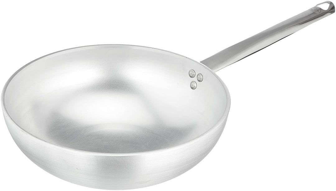 Pentole Agnelli ALMR1111W28 Wok, Radiant mit Boden aus Aluminium, 28 cm, Metall, Silber/schwarz, 28