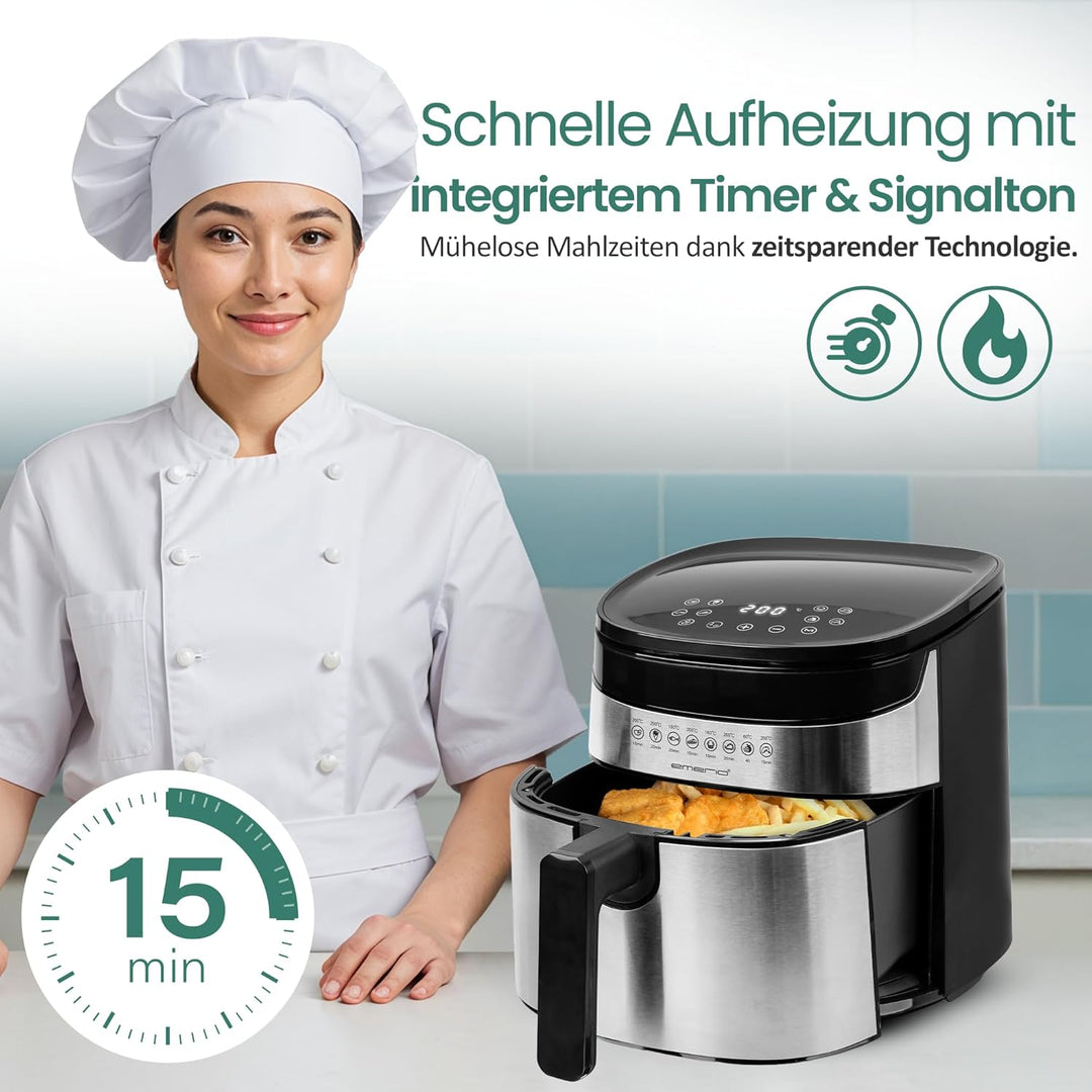 Emerio 4.5 Liter grosse digitale Heissluftfritteuse TOP AirFryer Frittieren ohne zusätzliches Öl 8 A