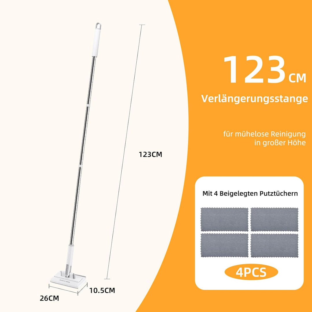 Wischmopp mit Druck-Klemm-System, Bodenwischer mit Automatischen Tuchwechsel, Zero Touch EIN-Knopf-W