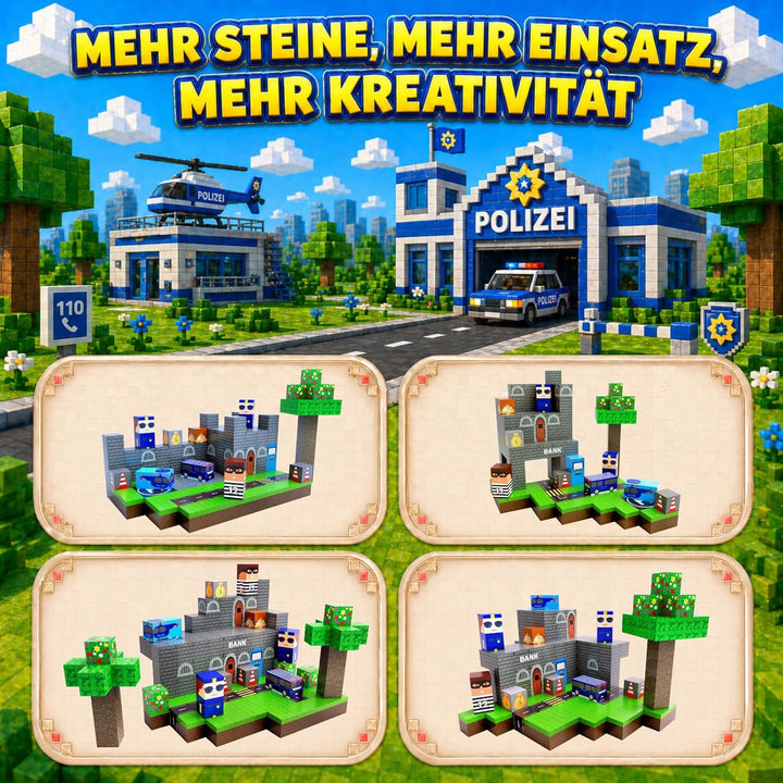 Spiele Kontor Magnetische Bausteine Polizei - 150 Stück Magnetbausteine | Kinderspielzeug für Jungen
