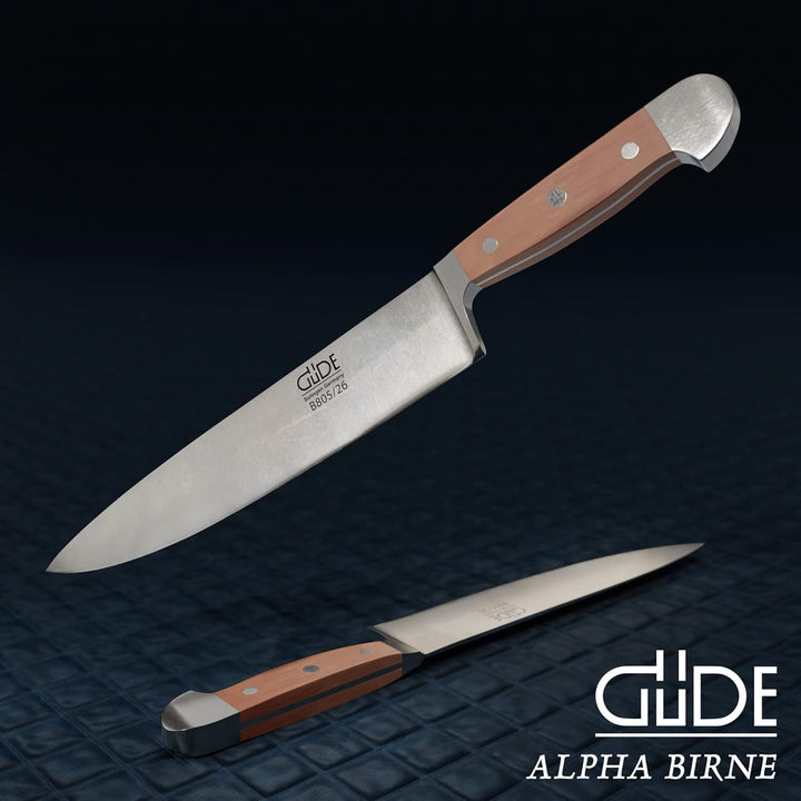GÜDE Solingen - grosses Kochmesser geschmiedet, 26 cm, Birnenholz, ALPHA BIRNE, Küchenmesser, Doppel