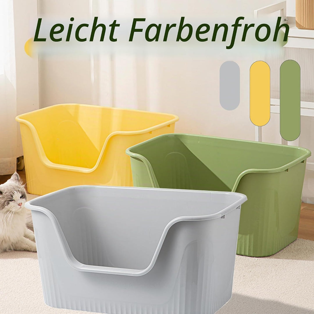 Vealind Offen Katzenklo XL, Katzentoilette Hoher Rand, 55x40x26cm Gross Katzenklo, katzentoiletten E