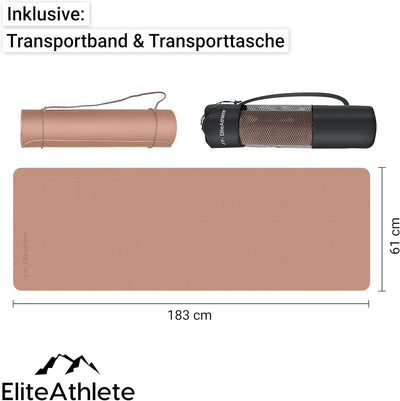 EliteAthlete Yogamatte - Sportmatte - Fitnessmatte - Gymnastikmatte gepolstert & rutschfest für Fitn