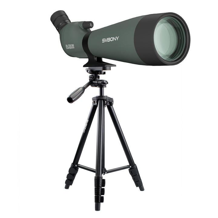 Svbony SV28 25-75x100mm Spektiv mit Stativ, Grosses Sichtfeld, Helle und Klare Bilder, HD BAK4 Porro