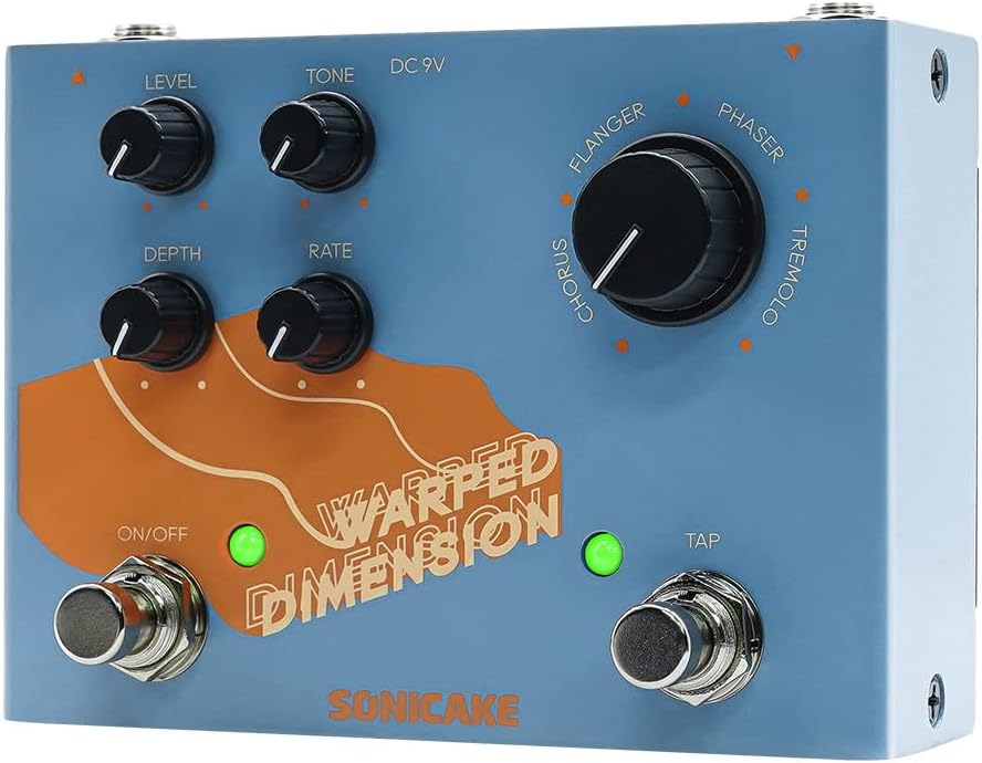 SONICAKE Modulations Gitarren Effektpedal 4 Modi von Chorus, Flanger, Phaser & Tremolo Digital Warpe