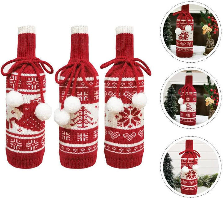 Weihnachten Weinflasche Abdeckung Taschen Flaschenüberzug: 3 Stücke Weintüten Flaschentasche Cover F