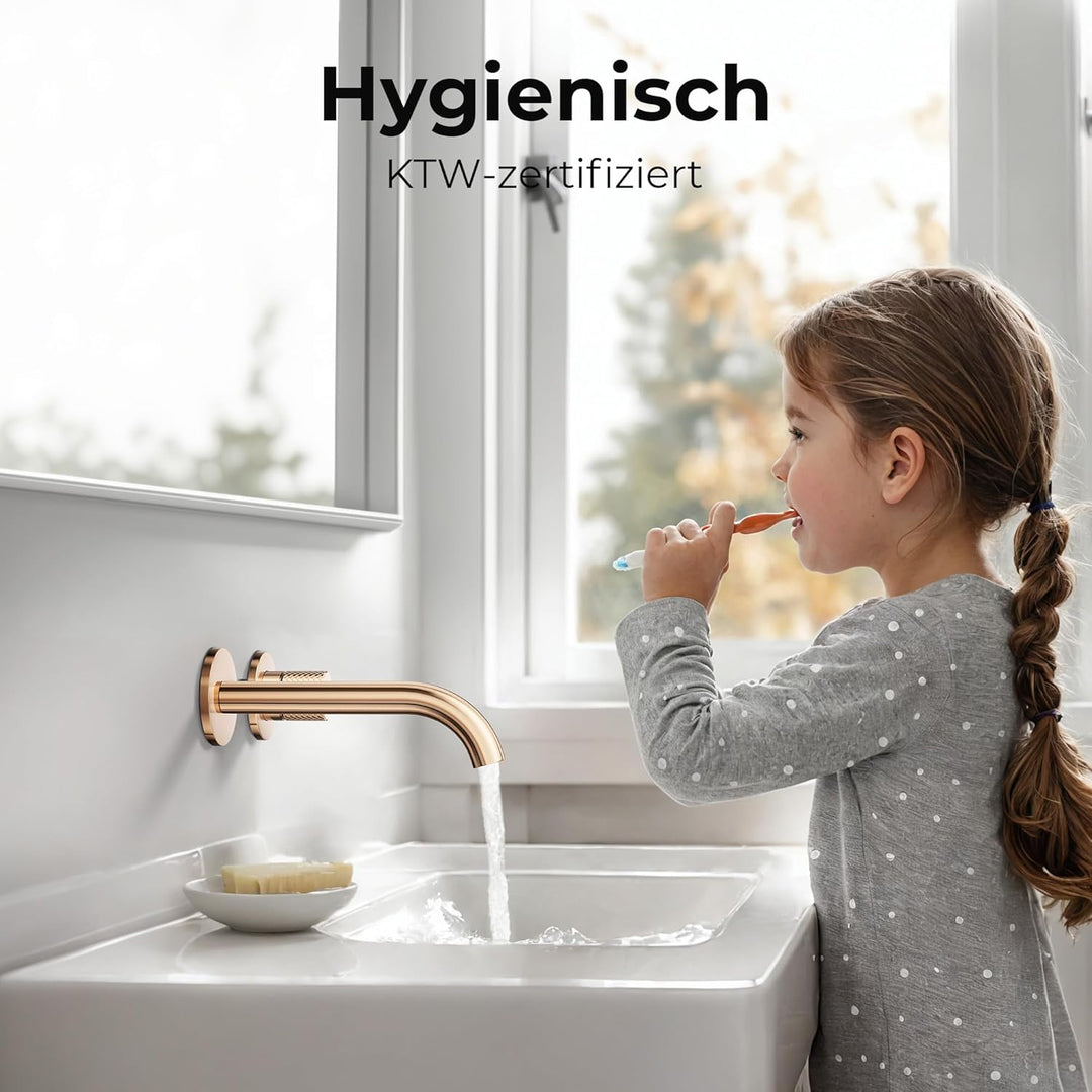 EMKE Waschtischarmatur Unterputz für Wandmontage, Wasserhahn Bad Unterputz, Mischbatterie Waschbecke