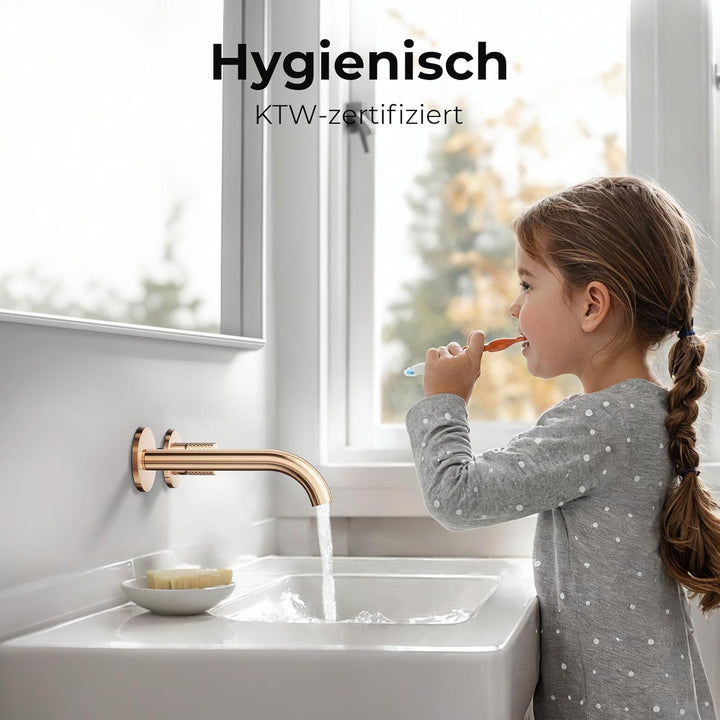 EMKE Waschtischarmatur Unterputz für Wandmontage, Wasserhahn Bad Unterputz, Mischbatterie Waschbecke