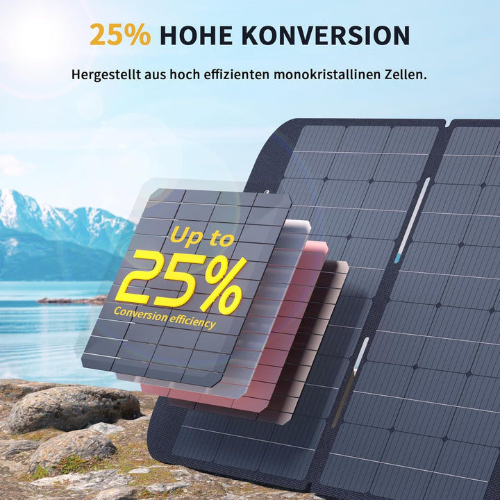 VTOMAN VS400 Faltbares Solarpanel 400W, 43V/25% Effizienz, Monokristalline Tragbare Solarmodul für P