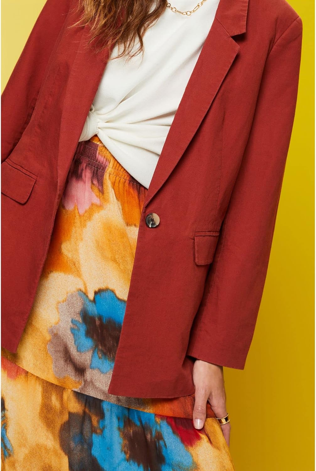 ESPRIT Einreihiger Blazer aus Leinenmix