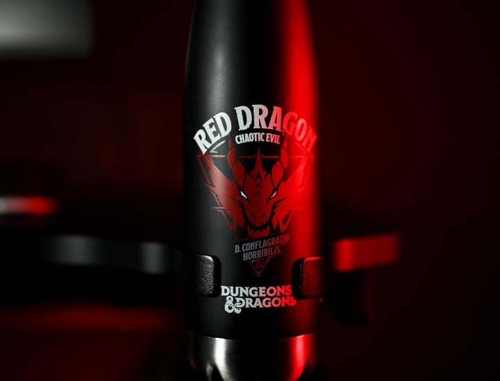 Konix Dungeons & Dragons Isolierflasche - Edelstahl - 500 ml - Motiv roter Drache - Schwarz Dungeons