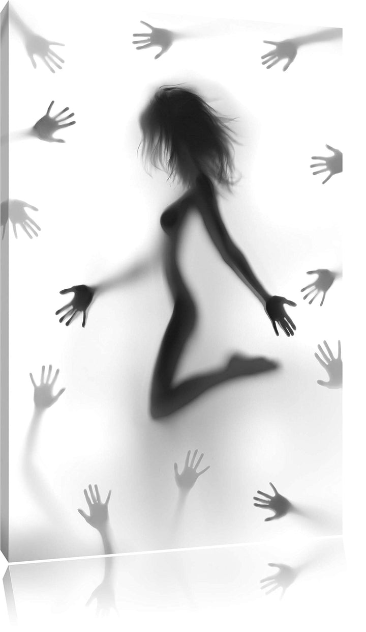 Pixxprint Schatten Einer Frau als Leinwandbild/Grösse: 100x70 cm/Wandbild/Kunstdruck/fertig bespannt
