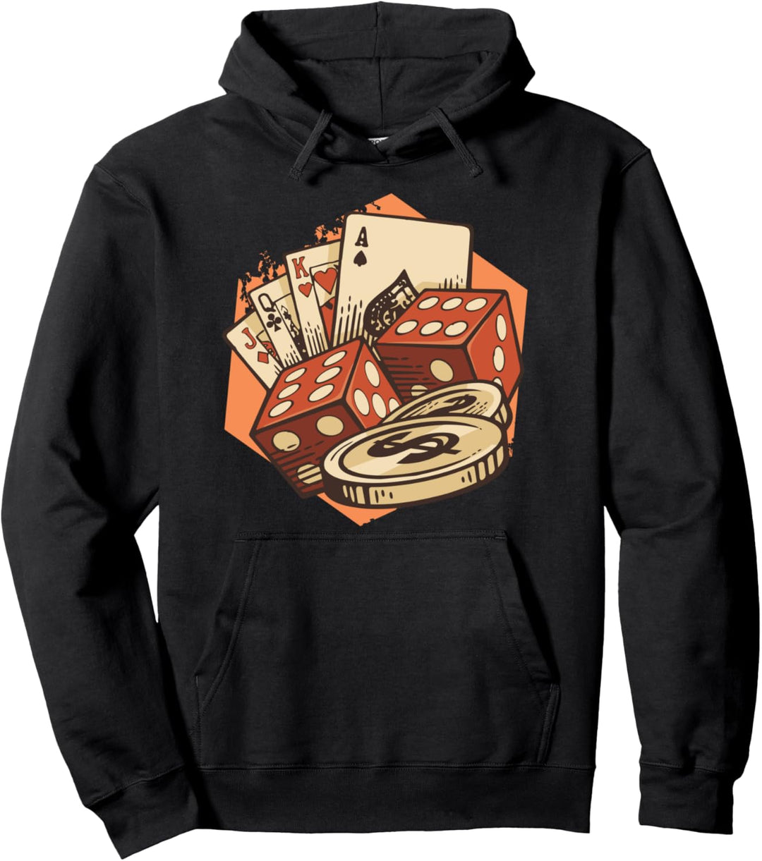 Poker Pokerspieler Kartenspiel Casino Geld Chips Ass Würfel Pullover Hoodie