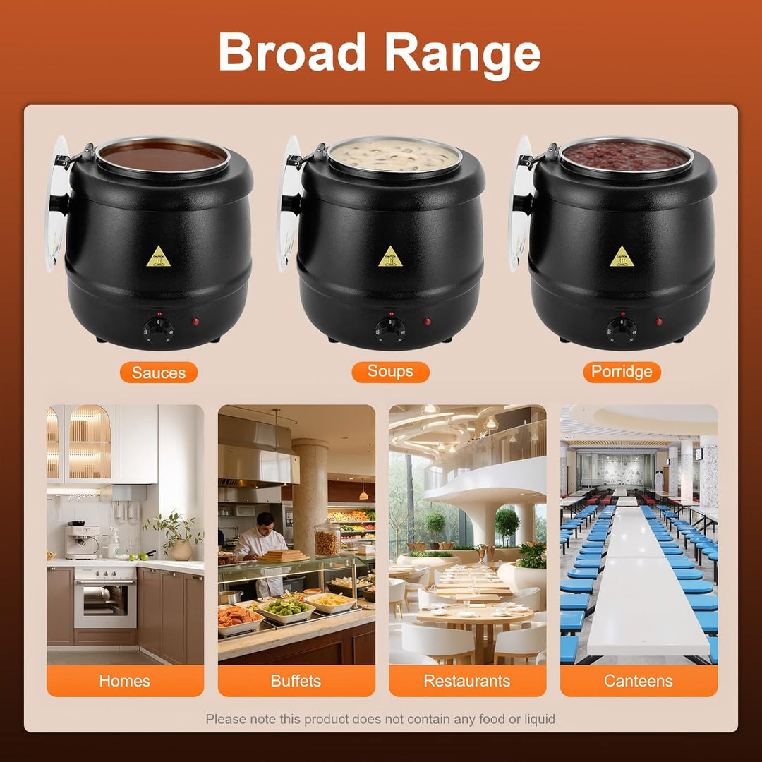 Suppentopf, elektrisch, 10 l, elektrischer Suppentopf, Suppenkessel, Behälter innen, Edelstahl, für