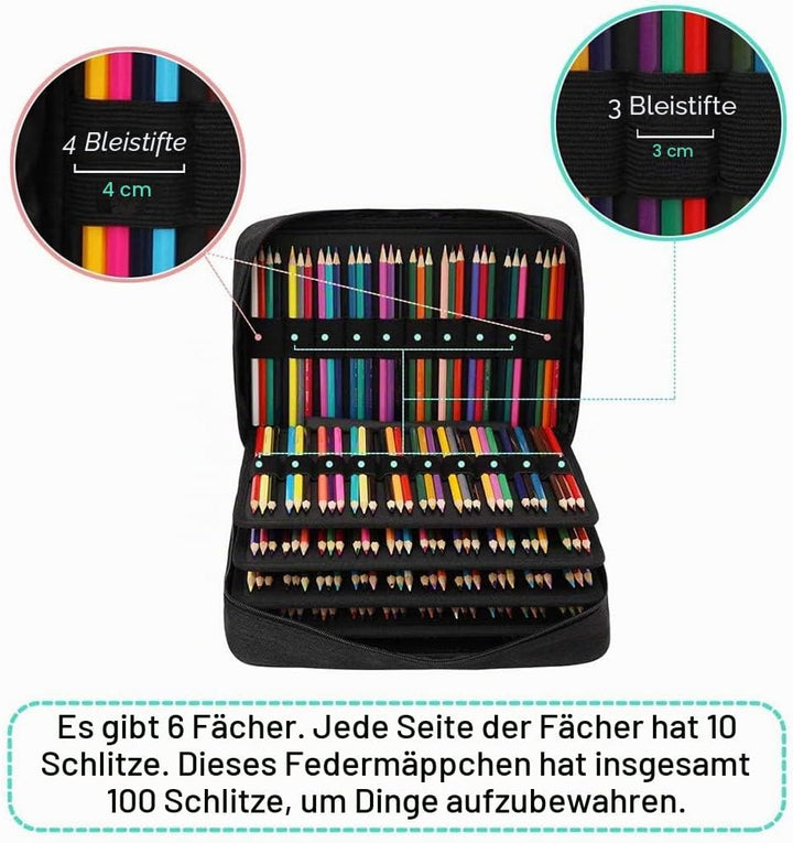 JAKAGO Federmäppchen mit Grosser Kapazität für 304 Buntstifte,Wasserdicht Stifttasche Schreibwaren O