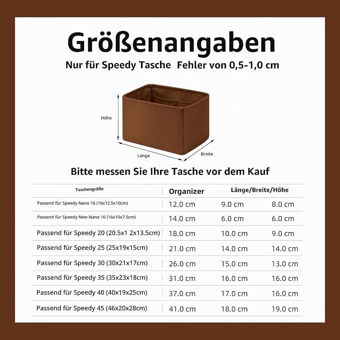DGAZ Handtasche Tasche Organizer, Seide Innentaschen für LV Speedy Nano/20/25/30/35/40/45 Tasche, Le