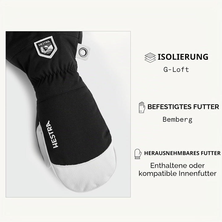 Hestra Skihandschuh Heli aus Leder - klassischer Schneefäustling zum Skifahren, Snowboarden und Berg