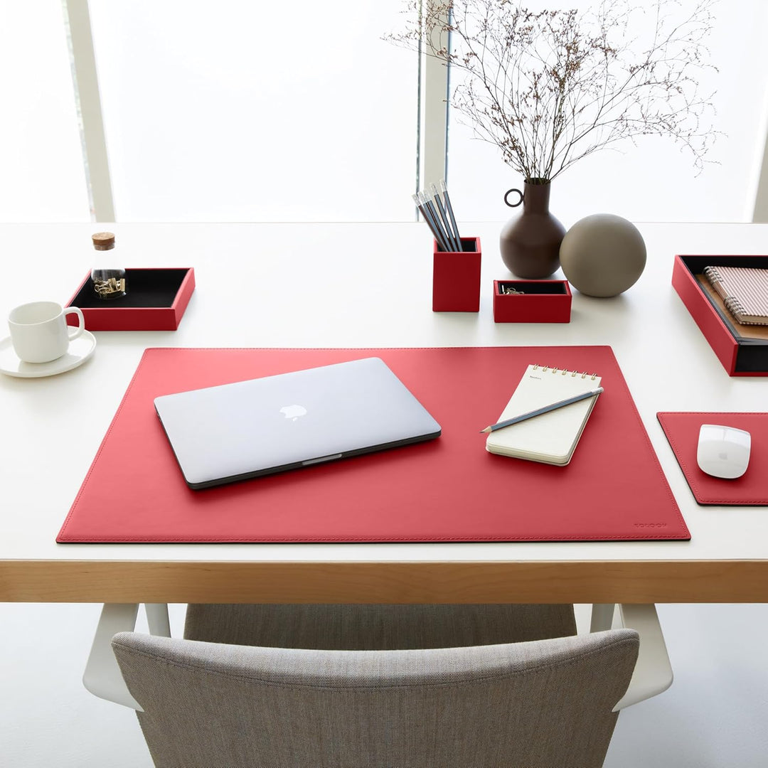 Eglooh - Minerva - Taschenleerer Leder Ferrari Rot - Schreibtisch-Organizer mit modernem Design - Ab