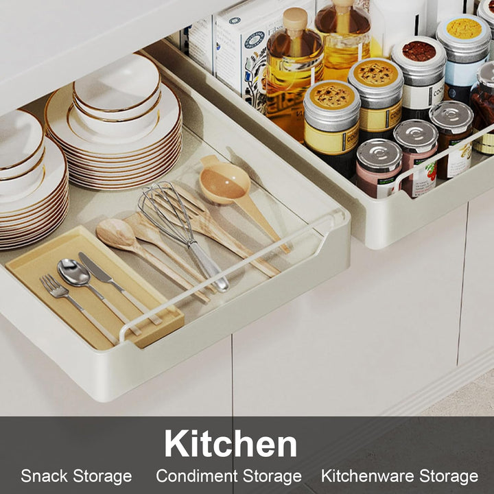 HOTOOLME 2er set Teleskopschublade Nachrüsten Ausziehbarer Schrank Organizer Pull Out Cabinet Kleben