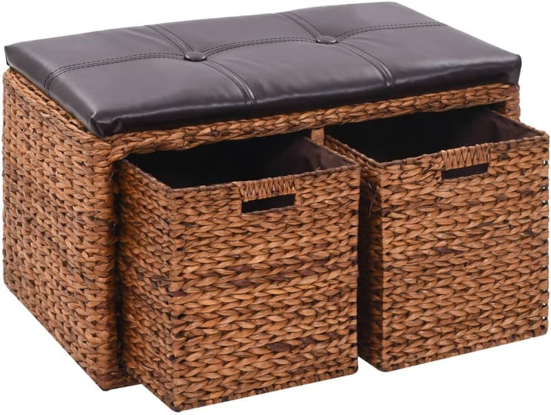 homiuse Sitzbank 71x40x42 cm mit 2 Körben und Gepolsterter Sitz Sitzhocker Hocker Bank Aufbewahrungs