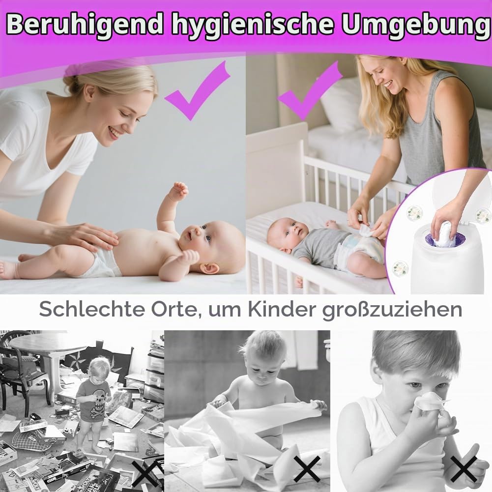 12 Stück Windeleimer Nachfüllkassetten, Baby Windeleimer Nachfüllfoli, 4.5m Windelbeutel, Nachfüllfo