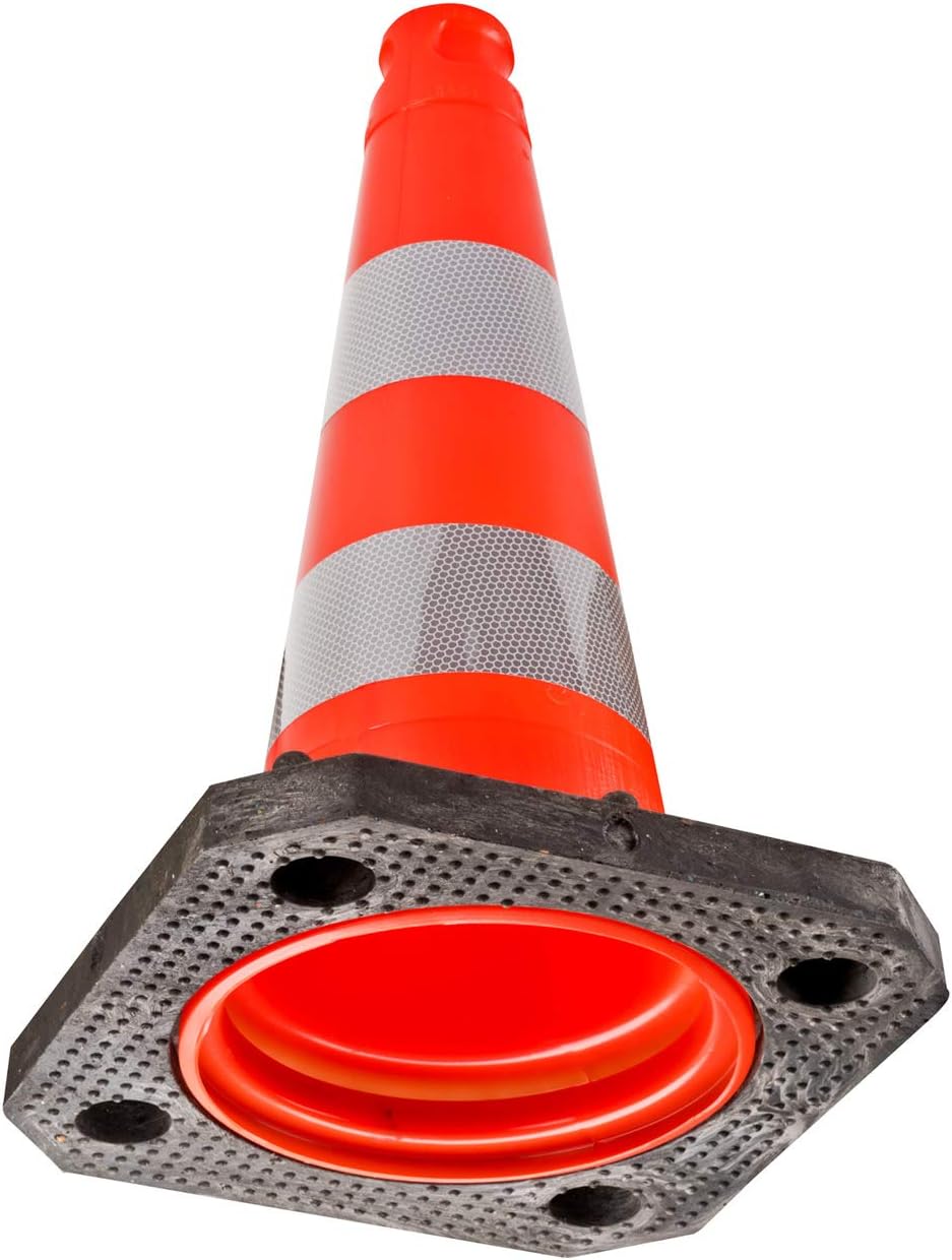 UvV® Leitkegel reflektierend 50 cm Pylone rot-orange 2,5 kg + Hochreflex RA2/C Folienringe Verkehrsk