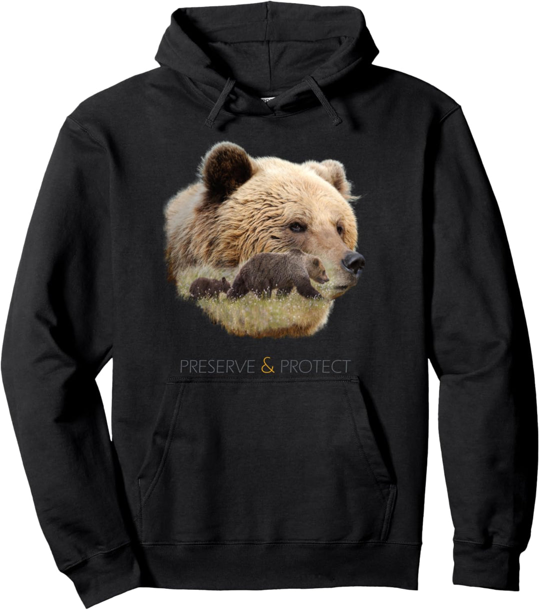 Preserve & Protect Umweltschutz Tierschutz Bären Grizzly Pullover Hoodie