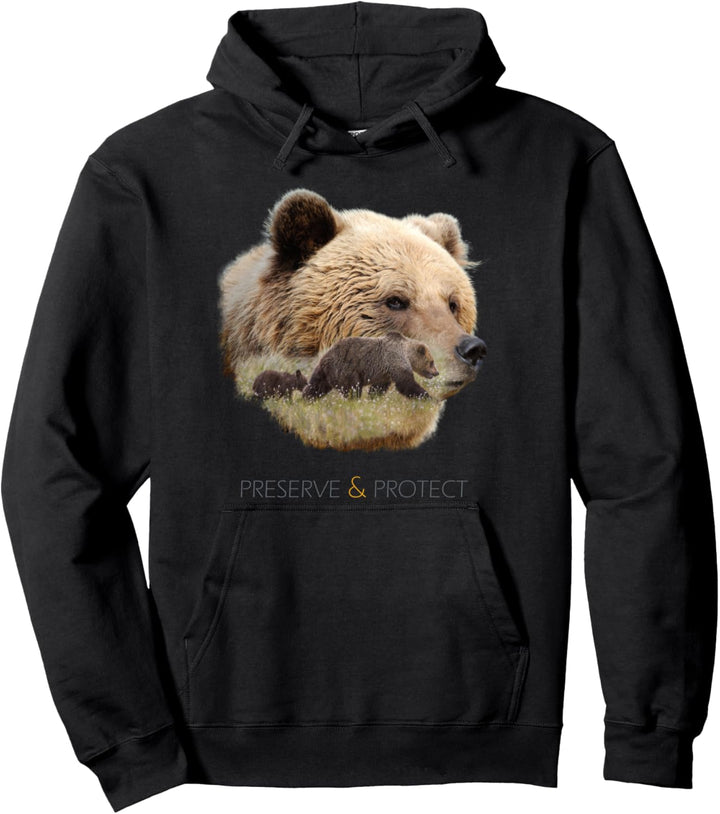 Preserve & Protect Umweltschutz Tierschutz Bären Grizzly Pullover Hoodie