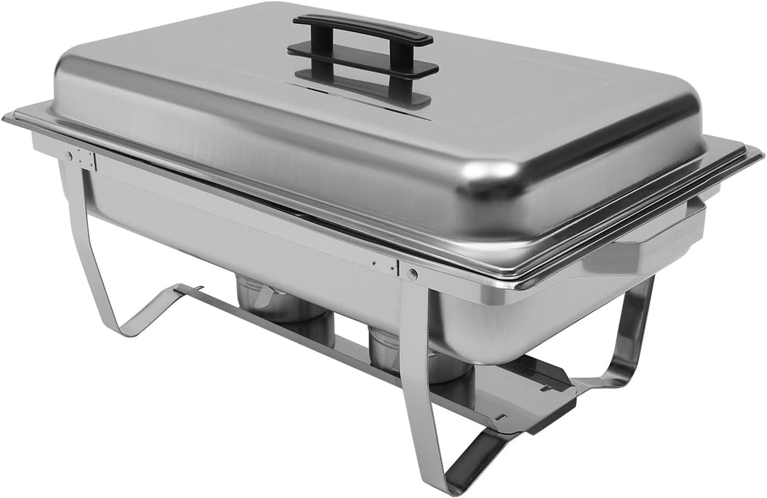 Chafing Dish, Einzelnes Fach Edelstahl Warmhaltebehälter 9.51Qt, Speisewärmer mit Klappbarer Ständer