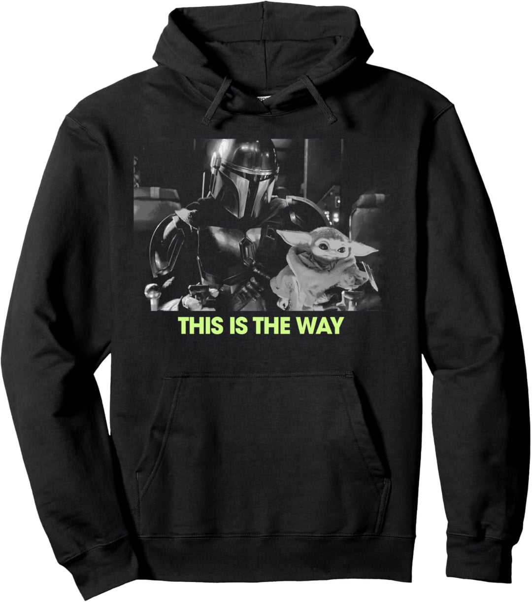 Star Wars Mandalorian & The Child Greyscale Fatherhood Pullover Hoodie