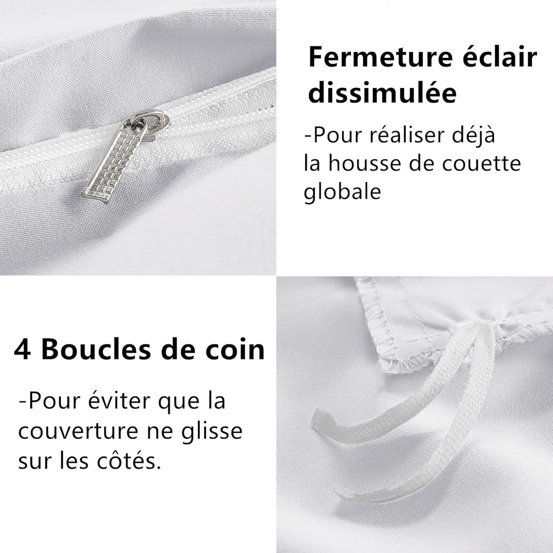 WAVVE Bettwäsche 240x260 3 teilig Weiss - Bettbezug 260 x 240 Set mit Kissenbezüge 65x65 cm, Bettwäs