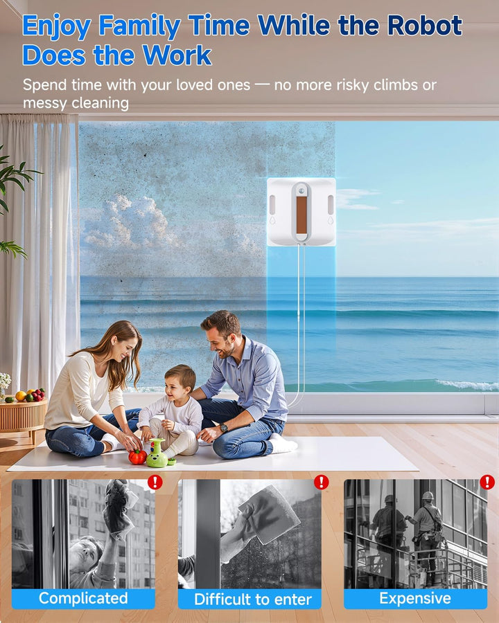 Lubluelu Auto Window Cleaning Robot, Upgraded 4 Water Spray & 8-Layer Safety Protection System,Sucti