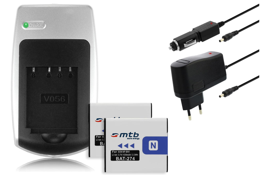 2 Akkus NP-BN1 + Ladegerät kompatibel mit Sony Cyber-Shot DSC-TX5 TX7.. WX10 WX30.. W310 +weitere, S