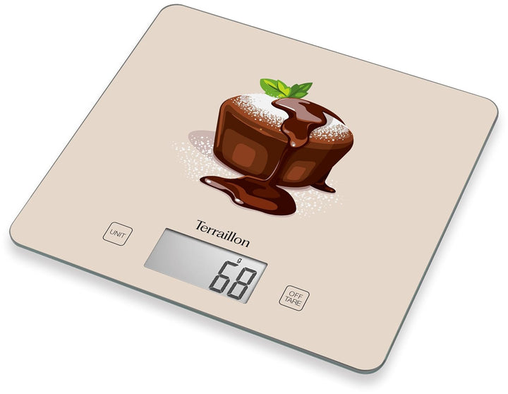 TERRAILLON - T1040 Schokoladenfondant - Elektronische Küchenwaage, Glasplatte, Kapazität 3 kg, Skali