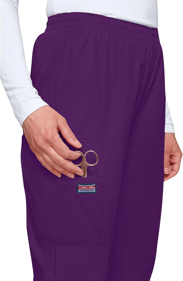 Cherokee Damen Workwear Cargo-Hose mit elastischer Taille Klassisch L Aubergine, L Aubergine