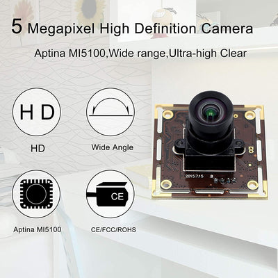 ELP 5 Megapixel Industrie USB Kamera Modul Aptina MI5100 CMOS 100 Grad Objektiv Keine verzerrung 592