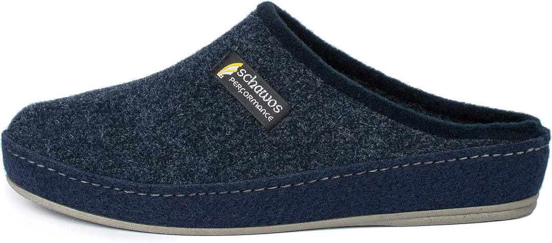 SCHAWOS Herren Filz Hausschuh 6030 mit Fussbett Feste Sohle rutschhemmend 40 EU Marine, 40 EU Marine