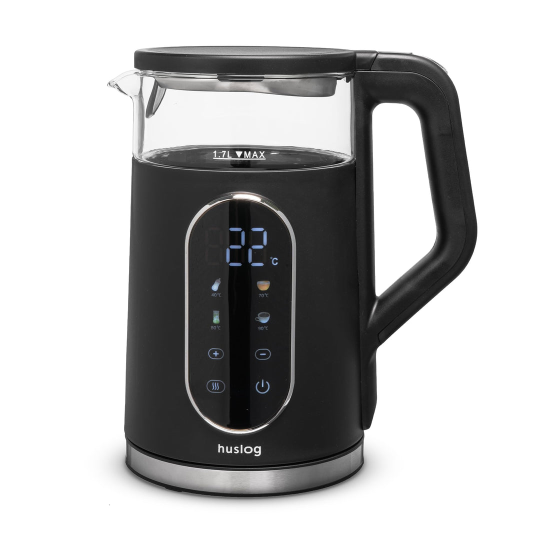 Elektrischer Wasserkocher mit Temperaturanzeige Glas 1,7L 2200W Touchpanel LED Display Warmhaltefunk