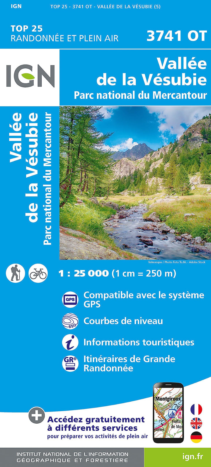 3741OT Vallée de la Vésubie - Parc National du Mercantour 1:25 000: 1:25000 (TOP 25), Karte