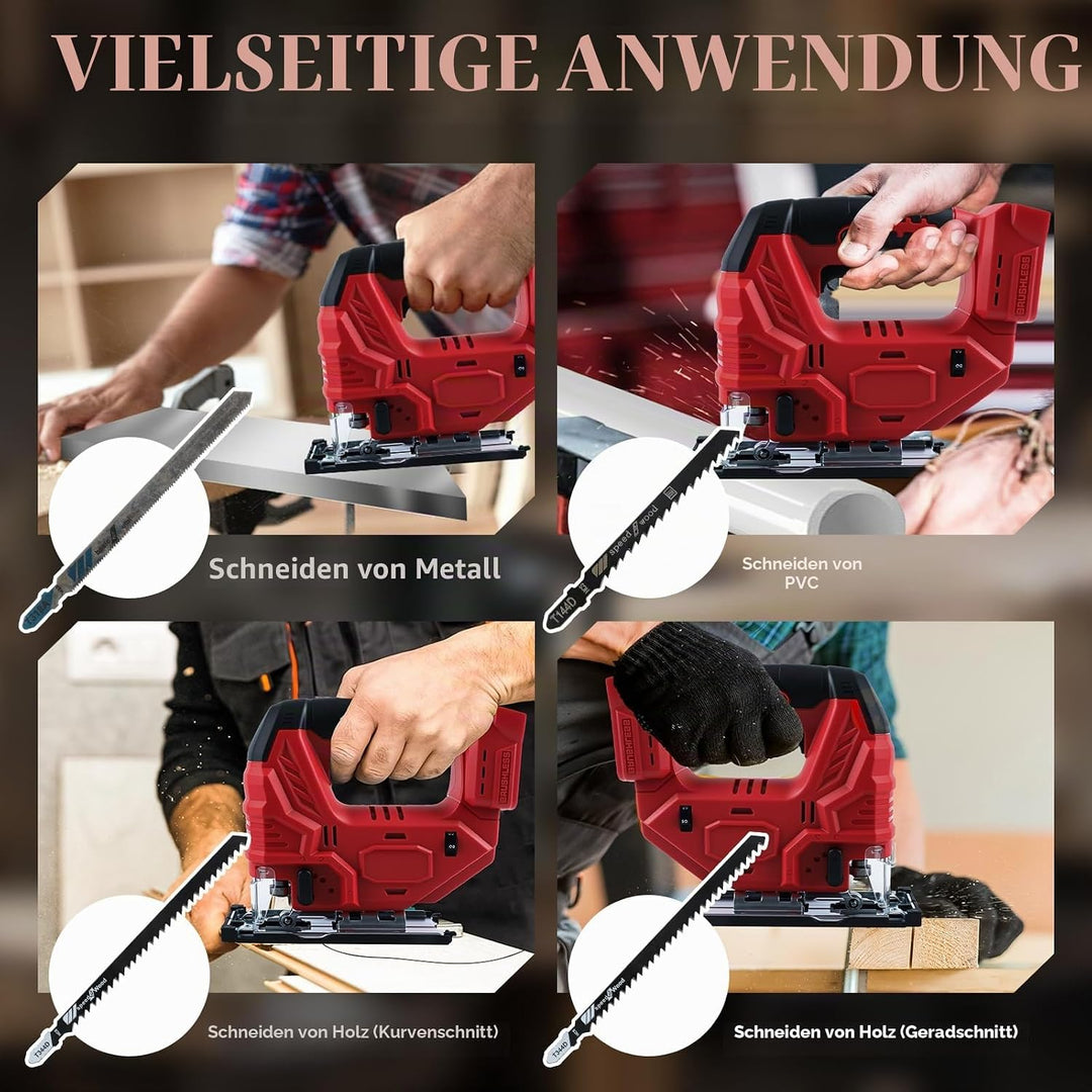 Akku-Stichsäge kompatibel mit Milwaukee 18-V-Akku, bürstenloses Stichsäge-Trennwerkzeug 400 W, 2700